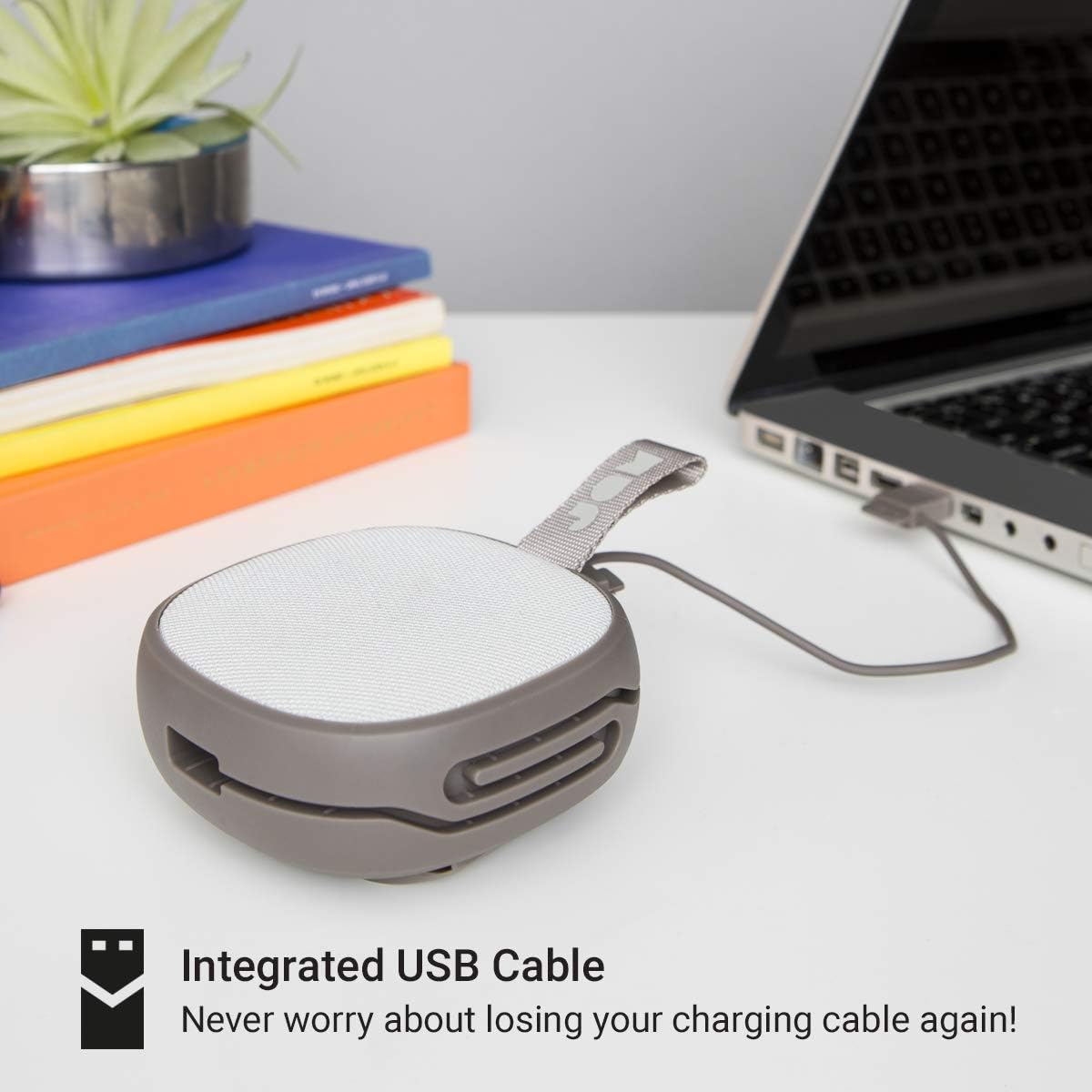 Hang Up, Shower Bluetooth Speaker 8 Hour Playtime, Waterproof, Dust-Proof, Drop-Proof IP67 Rating Built-in Speakerphone, Aux-In Port, Integrated USB JAM Audio Gray