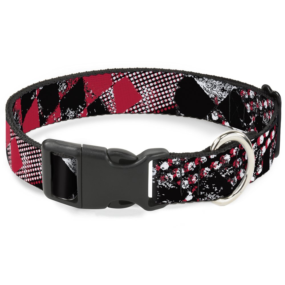 Collier 9-38,1 cm cou checker noir/rose idéal pour les balades urbaines et de grands espaces