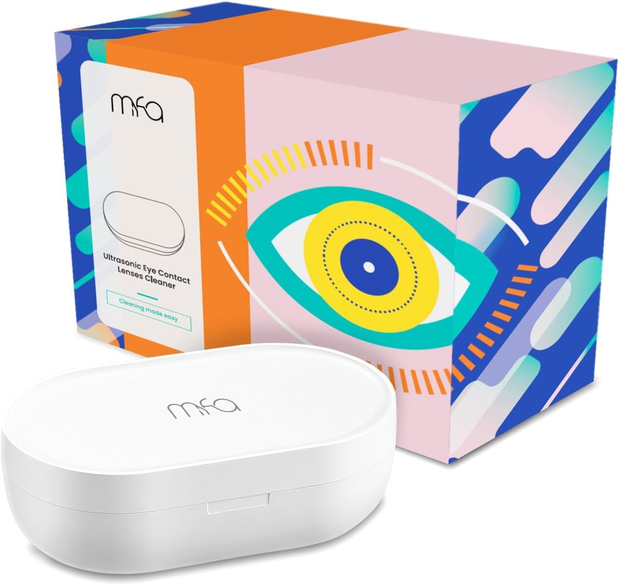 mfa® | Dispositivo de limpieza ultrasónica para lentes de contacto blandas y duras | Limpiador y removedor de proteínas | Mini limpiador ultrasónico con cargador USB | Limpiador ultrasónico