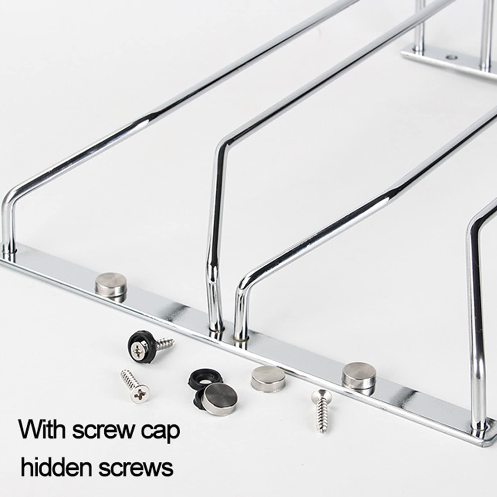 Soporte para Copas de Vino de Doble Fila, de Acero Inoxidable, para Cocina y Bar, Organizador de Copas bajo Mueble con Tornillos, Ajustable de 30 a 60 cm (45 cm a 17,7 Pulgadas)