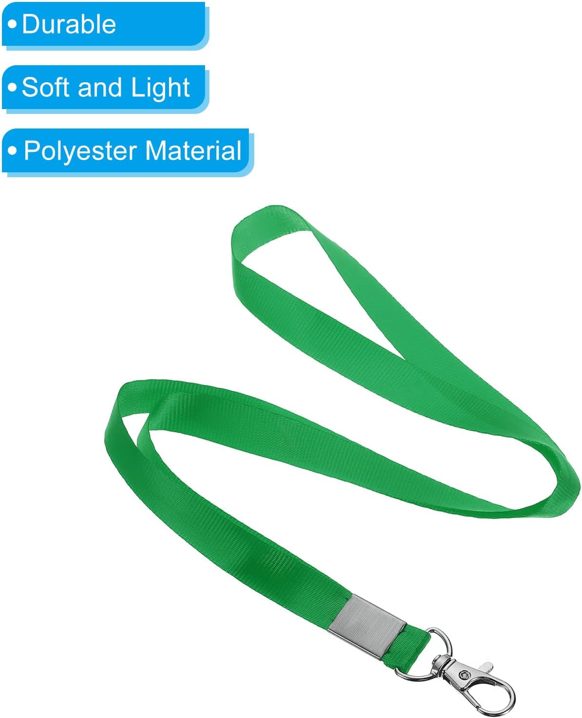 PATIKIL 17" Neck Lanyards, 50 Pack 0.6" Width Flat Strap Lanyard with Swivel Hook Clip for Name Tag Badges Holder ID Card Keys, Green