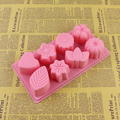 Forma de silicone Yardwe com 8 cavidades em forma de flor para chocolate, cupcake, geleia, forma de