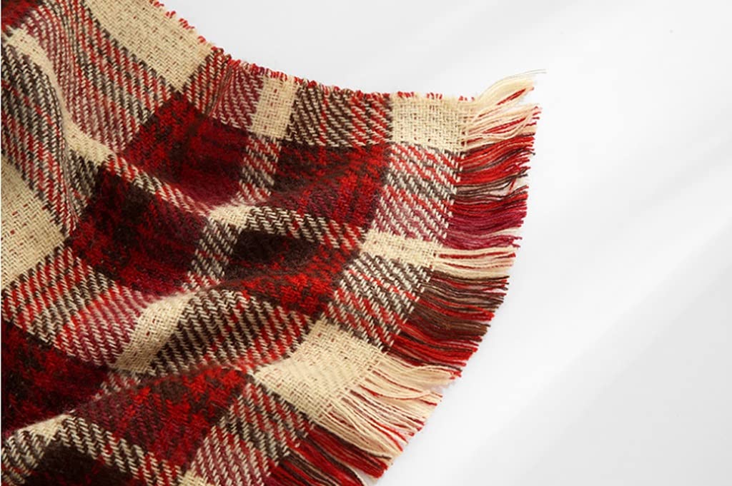 Sciarpa Calda Inverno Donne Plaid Sciarpa Scialle Wrap Inverno Signore Nappa Sciarpe Coperta Moda Tartan for Regalo da Donna per La Vita Quotidiana(A)