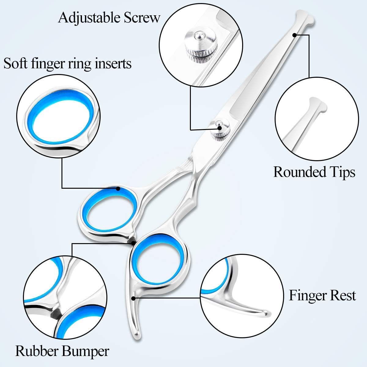 Kit de tijeras para peluquería canina de acero inoxidable, juego de tijeras para peluquería canina de 5 juegos de tijeras para peluquería canina, juego de tijeras para peluquería profesional para masc