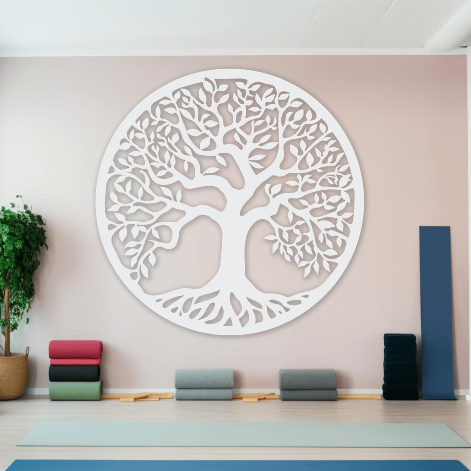 Arbre de vie métal argenté 24" pour habiller un mur vide avec élégance