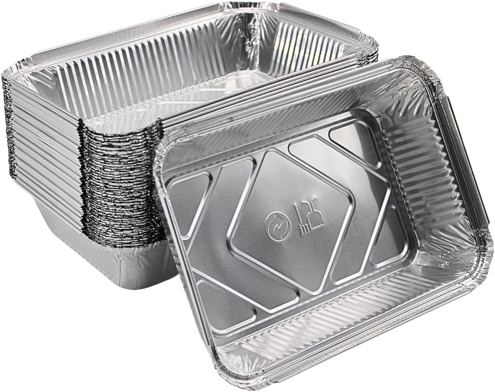 Produktbild von Eckige Aluschale 500ml – 147x123x40mm, Flacher Deckel, Von AKPACK (NEU)