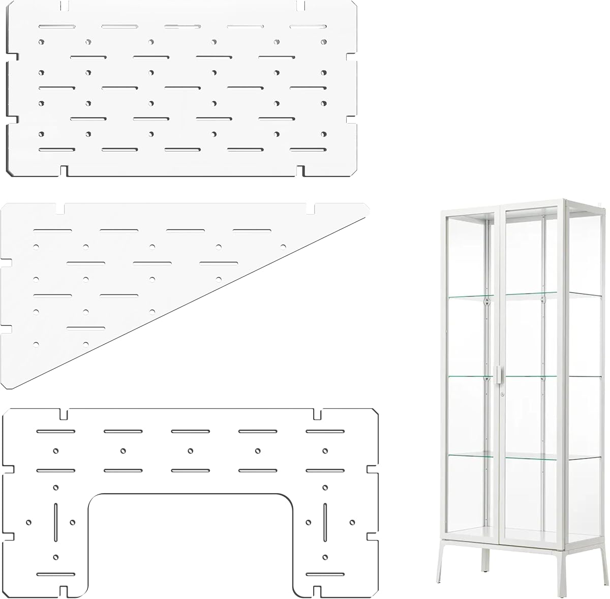 LUVCOSY Acrylic Shelves for IKEA Milsbo Tall Greenhouse Cabinet- 8mm Thick, Clear Acrylic Plant Corner Shelves Compatible with Tall IKEA Milsbo Glass Cabinet - 3 Pack Combo Set