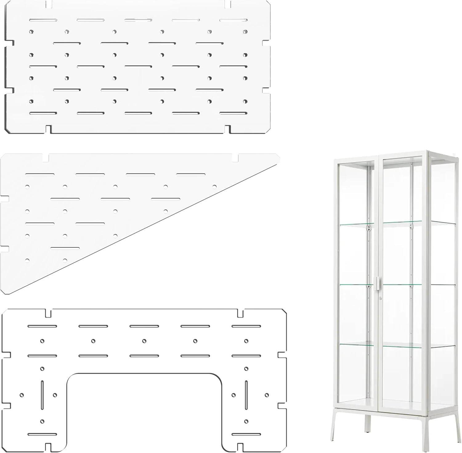 LUVCOSY Acrylic Shelves for IKEA Milsbo Tall Greenhouse Cabinet- 8mm Thick, Clear Acrylic Plant Corner Shelves Compatible with Tall IKEA Milsbo Glass Cabinet - 3 Pack Combo Set