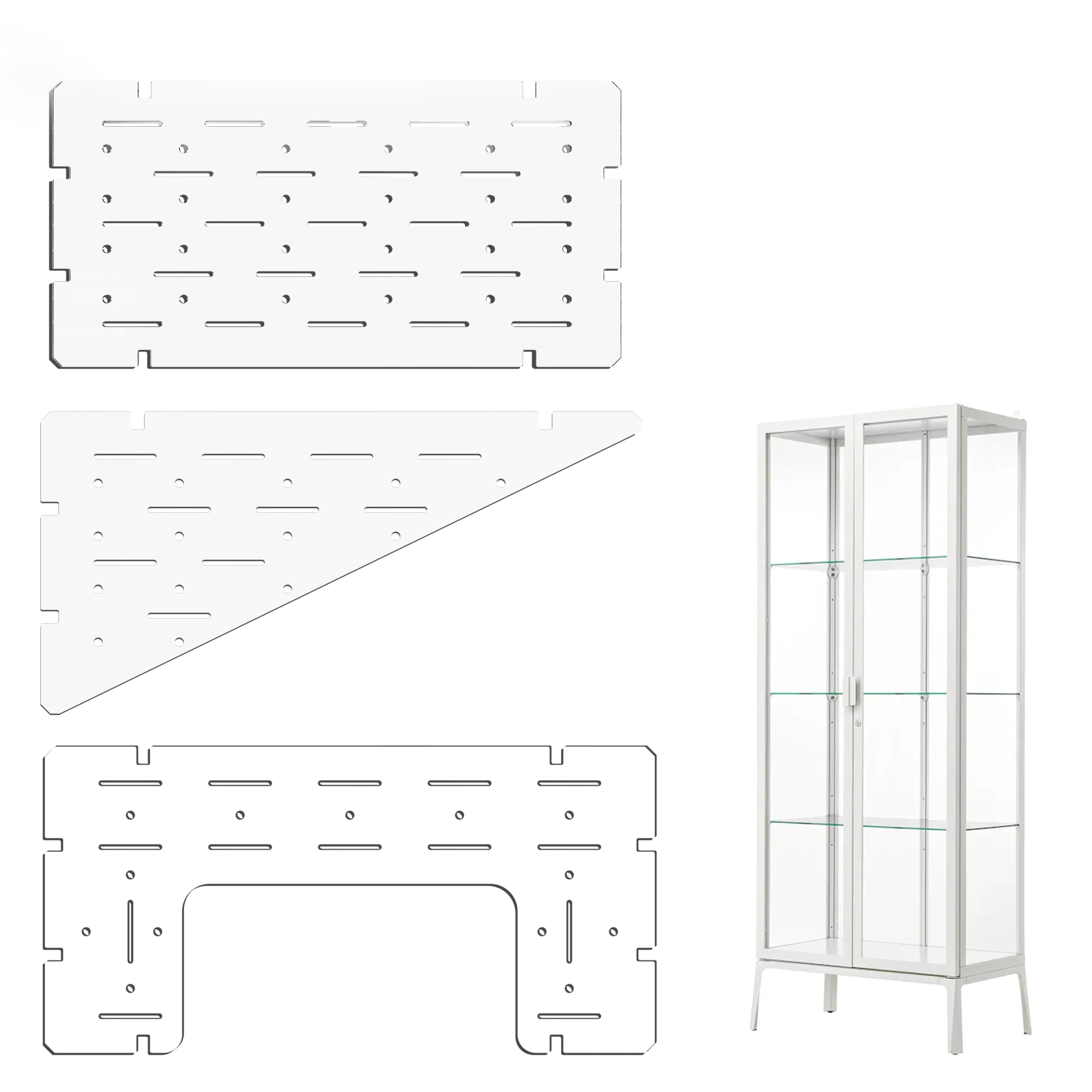 Acrylic Shelves for IKEA Milsbo Tall Greenhouse Cabinet- 8mm Thick, Clear Acrylic Plant Corner Shelves Compatible with Tall IKEA Milsbo Glass Cabinet - 3 Pack Combo Set