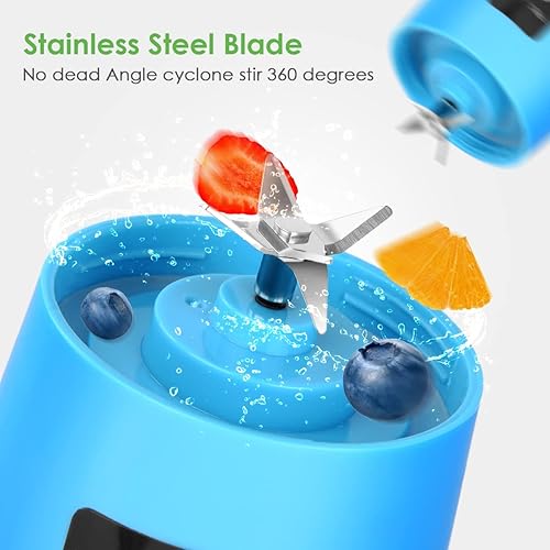 Miniatura 5 de Licuadora portátil de tamaño personal, mini licuadora recargable por USB para batidos y batidos, fuerte potencia de corte con 6 cuchillas, 12.8 fl