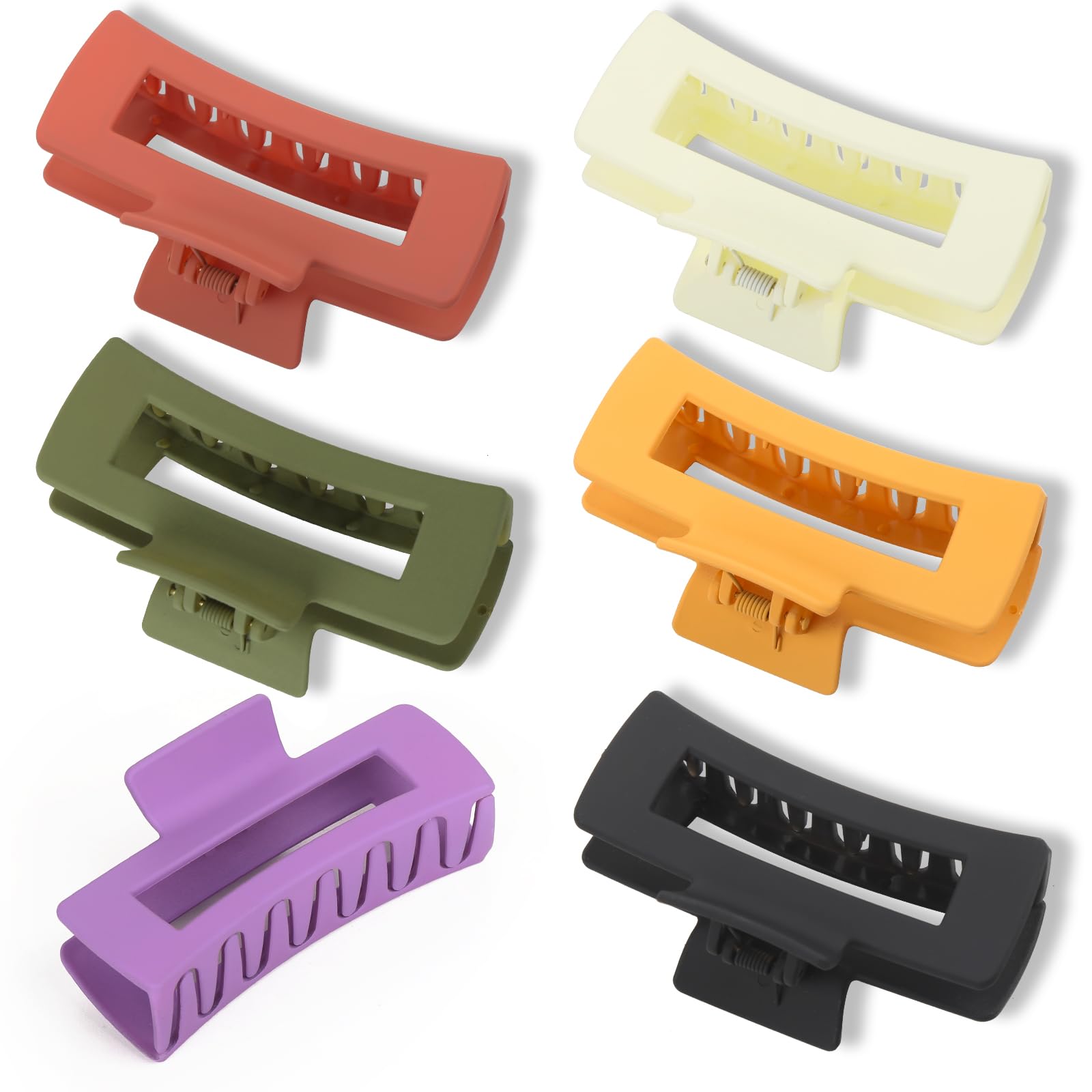 MOSOTECH Pinzas Para el Pelo Clip, 6 Piezas Antideslizantes Plástico Coloridas Grande Pinzas Pelo Mujere, Accesorios para el Cabello con Estilo para Niñas y Mujeres Cabello Grueso