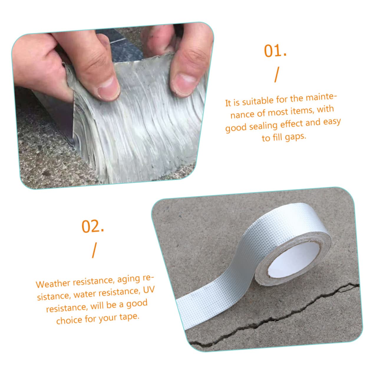 Cinta de Butilo de Aluminio para Reparar Fugas en Techos, Sellado Resistente al Agua, 2 Piezas, Plata, para Mantenimiento