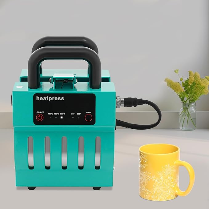 Prensa Térmica para Tazas Sublimación 300W Portátil DIY Azul miniatura 9