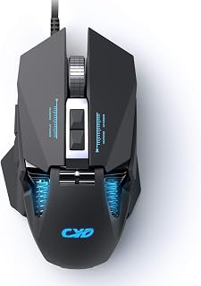 CYD C300 Gaming Mouse Wired, Ergonomic RGB Gaming Mouse with 12800 DPI Optical High Precision Sensor, 7 Programmable Macro Shortcuts, Adjustable Weights, PC Gaming Mice Computer Mouse for Gamer Office