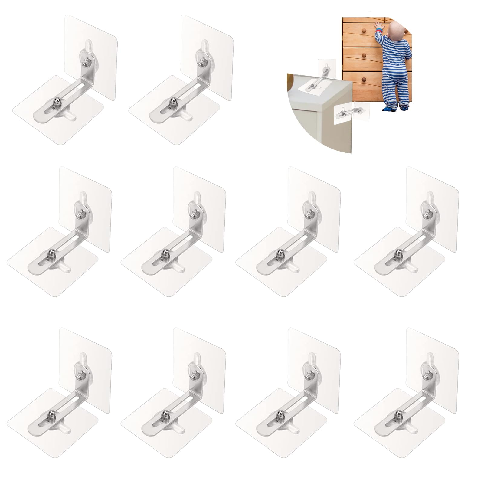 Anclajes de pared para muebles a prueba de bebés, 12 anclajes de pared para muebles a prueba de bebés, anclajes de pared adhesivos para muebles, anclajes de pared sin taladro, anclajes de muebles sin