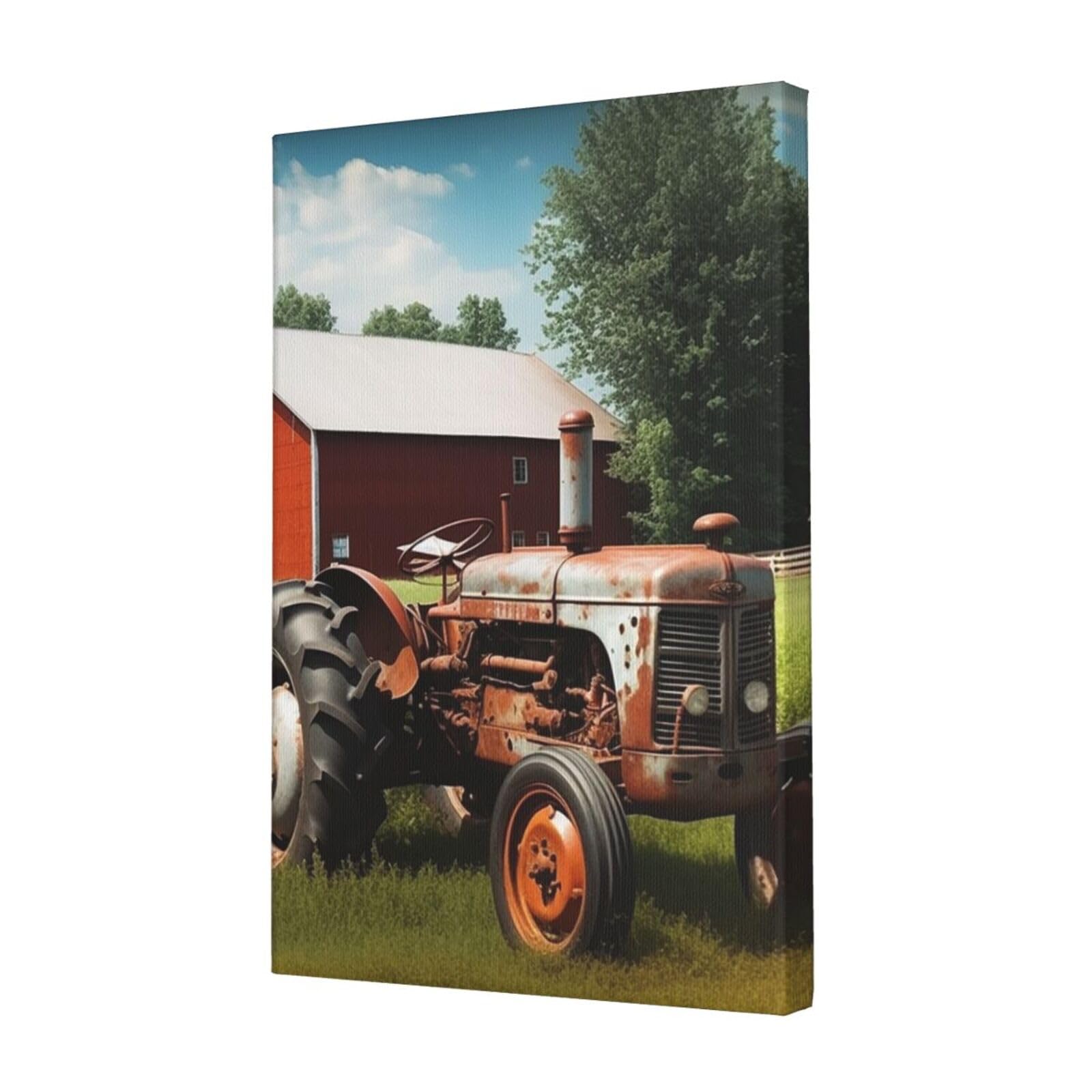 KLOPH Company Farm Tractor Canvas Wall Art for Living Room 12"x18" Modern Artwork Painting for Bathroom Hanging Canvas Prints Aesthetic Wallart for Bedroom Kitchen Office Wall Decor