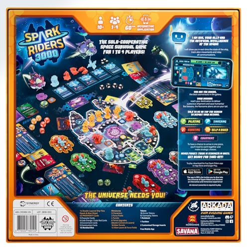 SAVANA Spark Riders 3000 - Edición Commander – Juego de Supervivencia de Ciencia Ficción | Comando, Reparación y Combate con Aplicación IRIS de Control por Voz | 1–4 Jugadores, Edad Recomendada 10+, Duración 60 Minutos | Juego Estratégico y Cooperativo miniatura 3