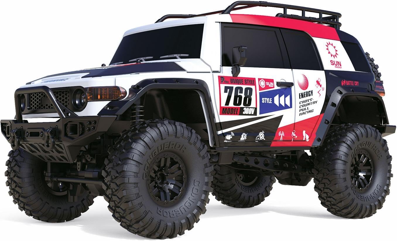 Amewi 22592 Dirt Climbing SUV Race Crawler 4WD 1:10 RTR White/Red with Remote Control, Battery, Charging Cable