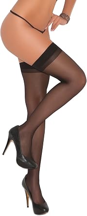 Elegant Moments Womens Plus-Size Sheer Back Seam Thigh High