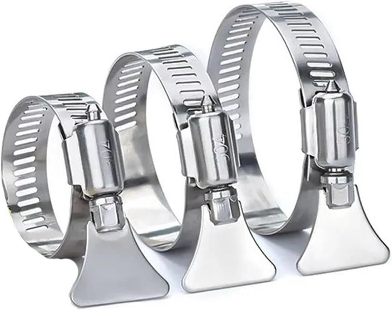 Adjustable Buckle Hose Clamps with Handle, 304 Stainless Steel Pipe Fixing Tool 10-Pack(13-19mm 10pcs)