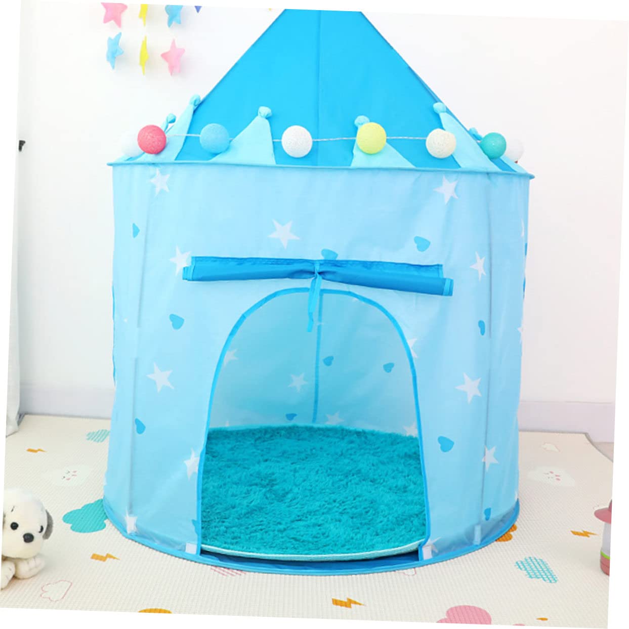 Tienda de Campaña para Niños de Tela Portátil Azul y Rosa