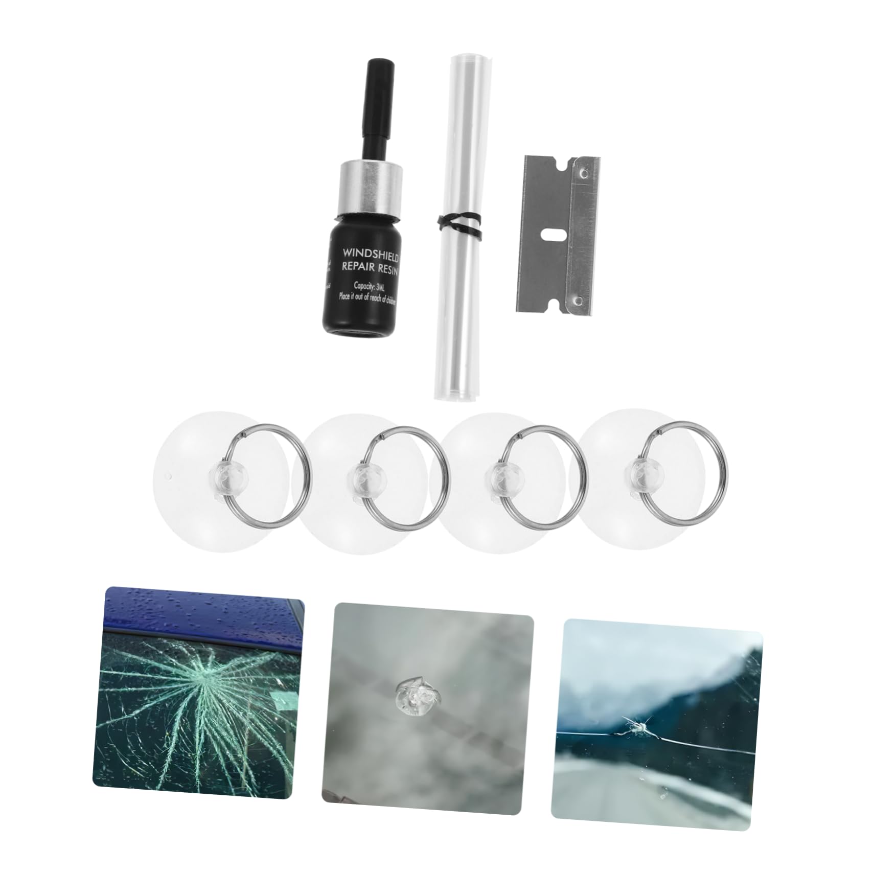 SOESFOUFU 1 Set Windshield Repair Kit for Chips and Cracks Durable Repair Tool High Efficiency Crack Fix for Various Car Models