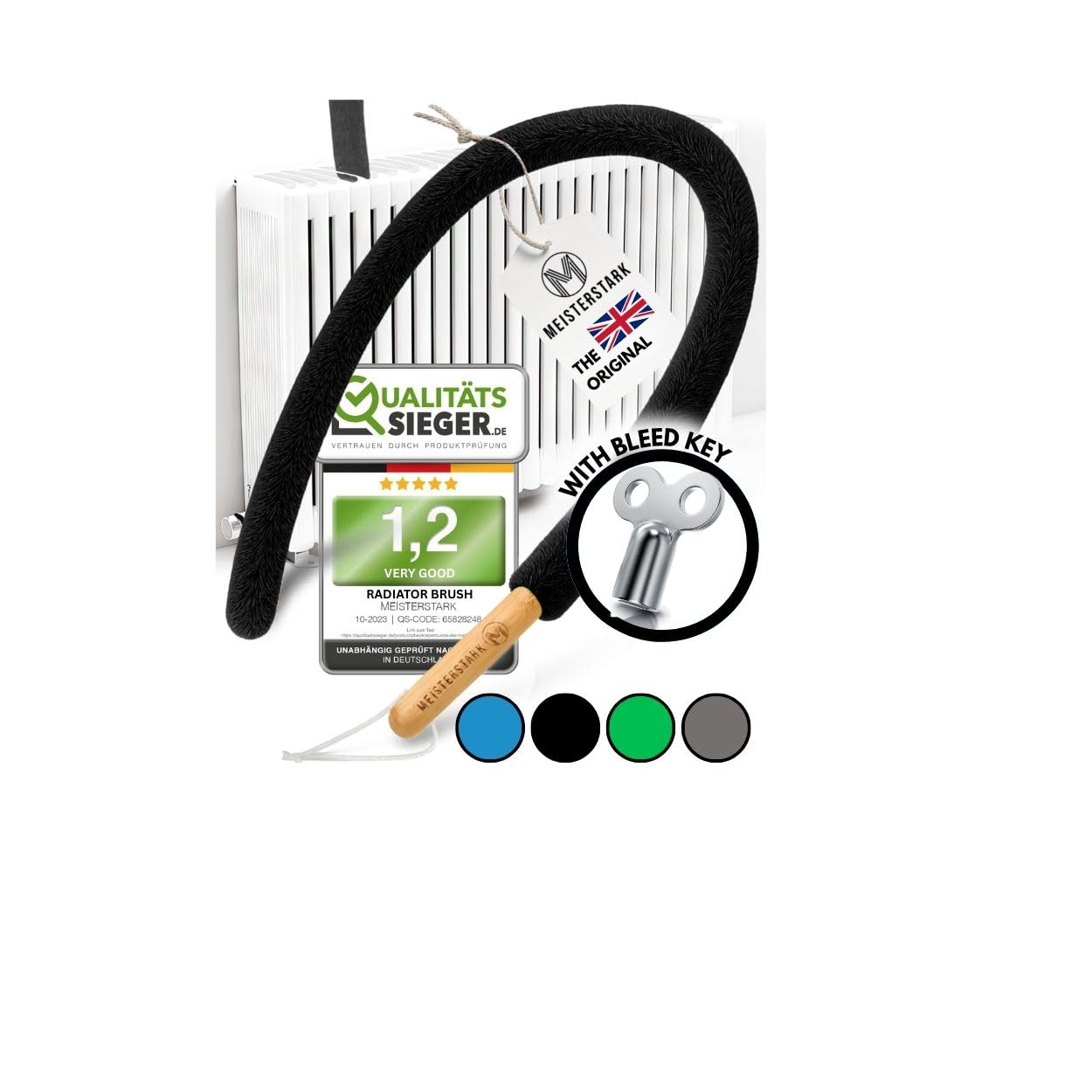 M Meisterstark Black The Original Radiator Cleaner Brush 115Cm I Flexible Scratch-Free Radiator Brush I Washable Radiator Cleaning Brush I Radiator Duster Brushes Long Thin Fits 99% Of Gridded & Non-Gridded Radiators