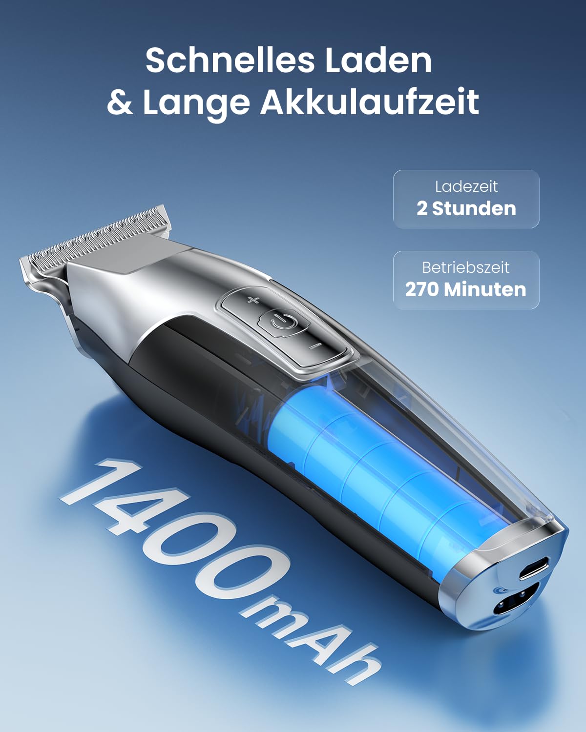 RENPHO Haarschneidemaschine, Barttrimmer Herren mit Scharfe Klingen, LED Anzeige Trimmer Herren, Leistungsstarker Motor mit Einstellbarer Geschwindigkeit, Vielfältiges Zubehör