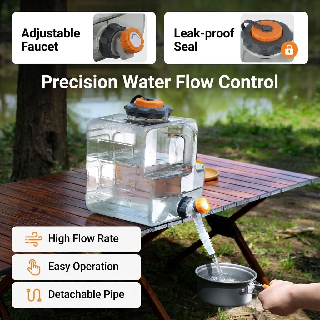 8-20L Wasserbehälter mit Hahn, Camping Wasserkanister kompatibel mit elektrischen Wasserpumpen, Tragbarer Wasserspeicher für Camping, Outdoor, Angeln, Party, Wohnmobil, Küche