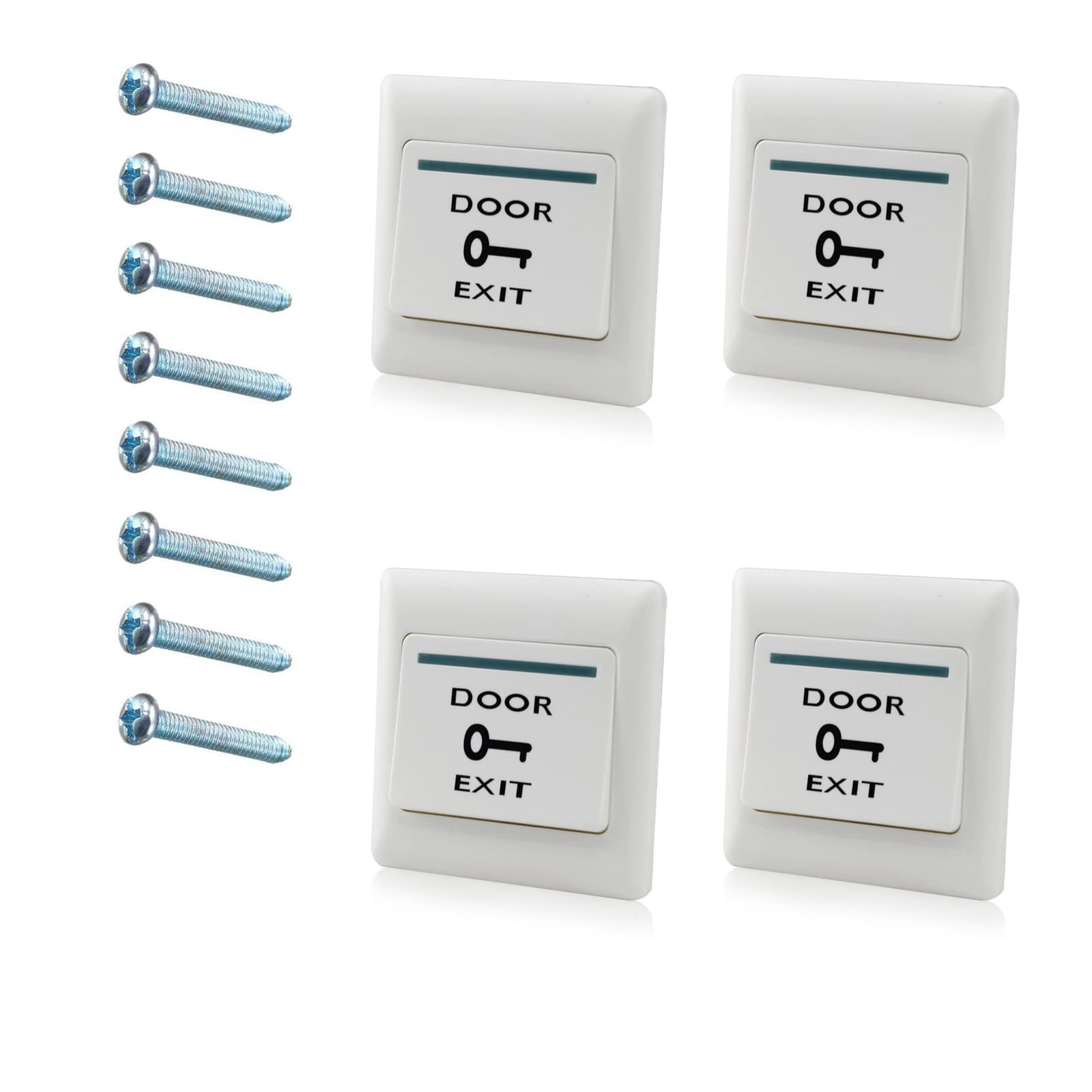 Wangcl White 4Pcs Push To Exit Button Release No/Nc/Com Switch Panel Door Access Control System 86Mmx86mm 36V 3A