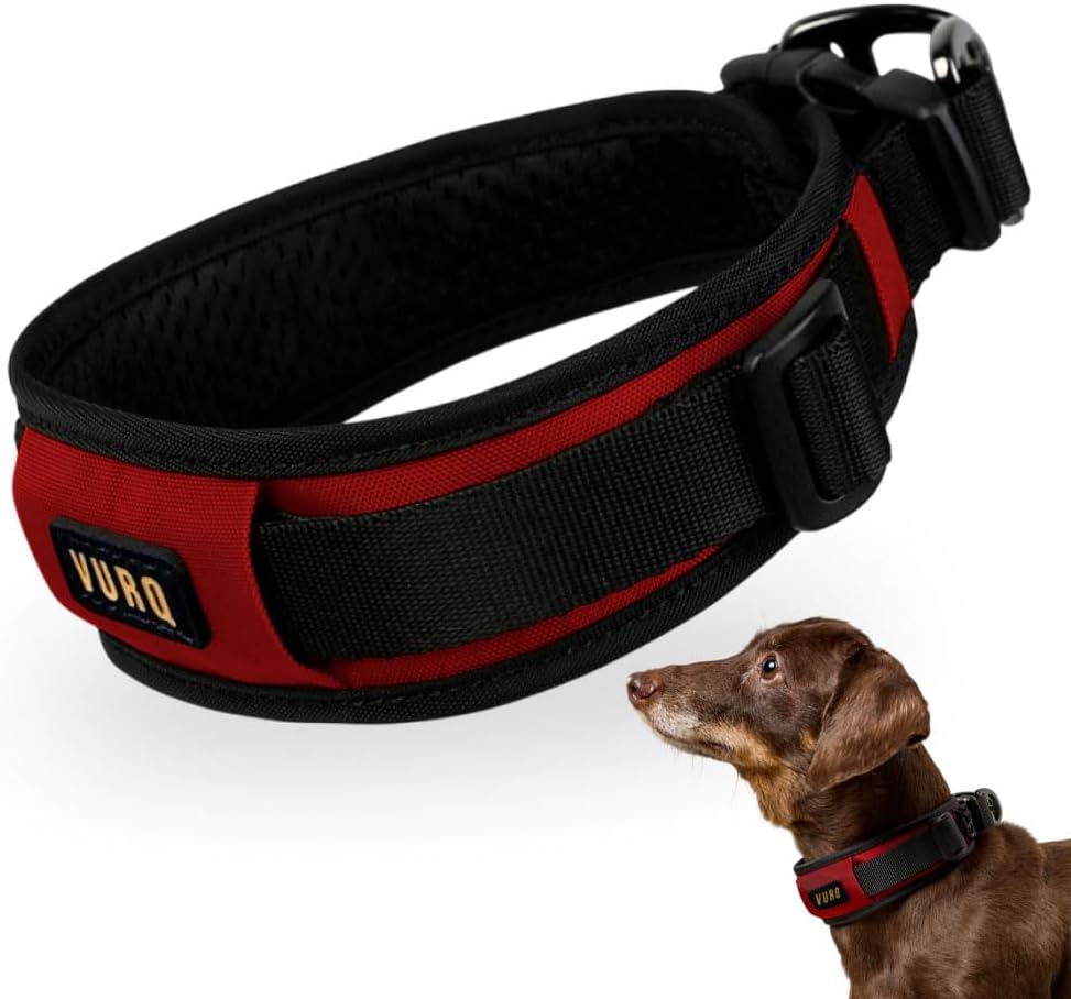 No Pull Dog Collar, Wide Padded Dog Collar, Soft Comfortable Adjustable Dog Collar for Small Medium Large Dogs, VURQ (Black, Extra Large)