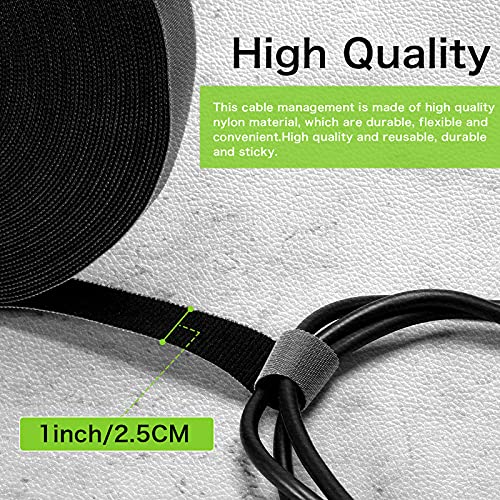 Image of WILLBOND 1 Inch X 90 ft 1 Roll of Heavy Duty Industrial Hook and Loop Strap Roll, Reusable Nylon Cable Management Strap for Server Rack, Workshop, HVAC Wiring, Cable Organizer Wrap