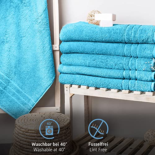 Komfortec 2er Saunatuch Set 70x200 cm aus 100% Baumwolle, XXL-Saunatücher, Sauna Handtuch, Weich, Groß, Frottee, Schnelltrocknend, Türkis – Ansicht 3