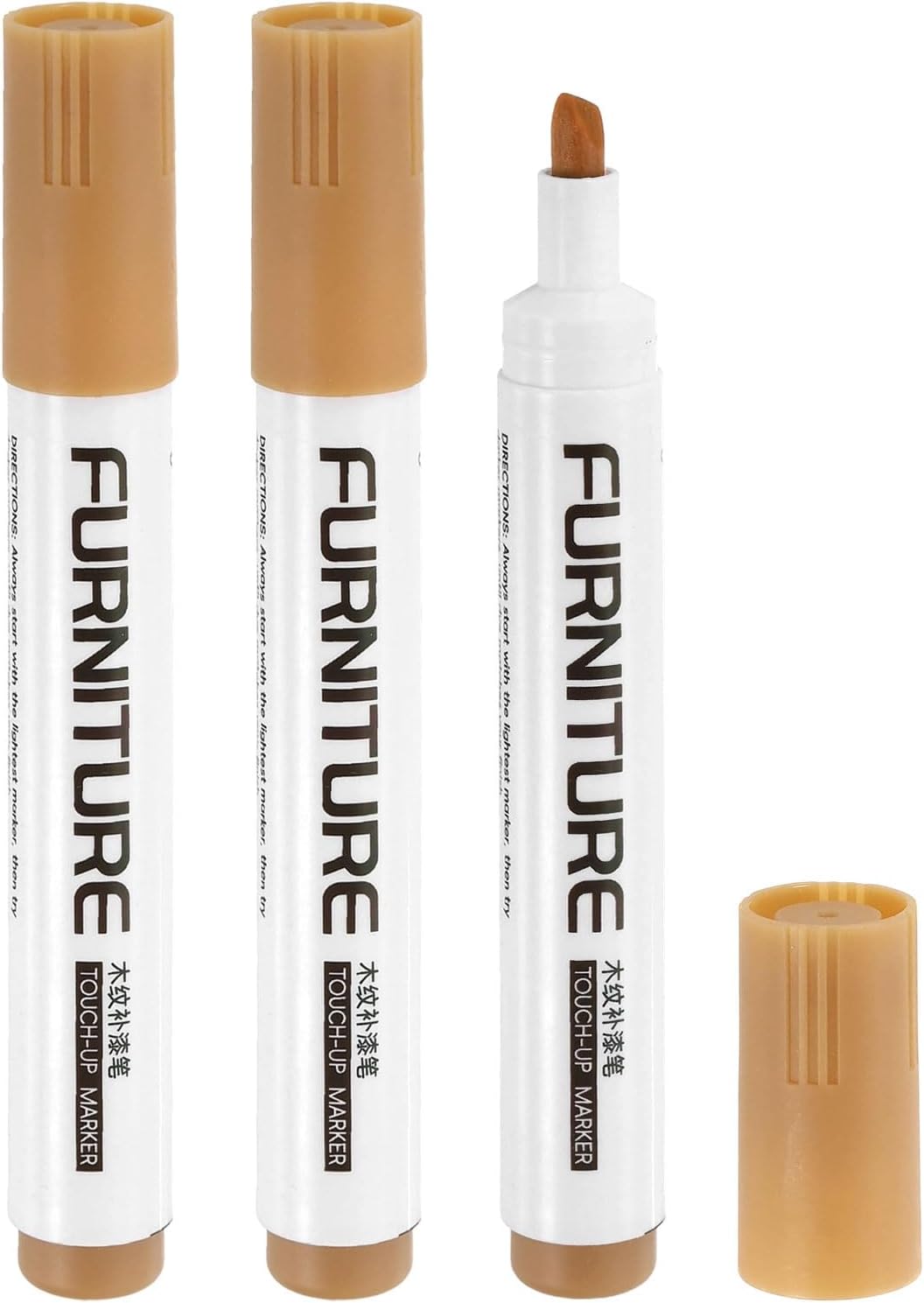 uxcell Furniture Markers Touch Up, 3pcs Furniture Repair Kit Wood Filler Sticks Wood Markers for Scratches Wooden Floor Table Cabinet Laminate Frames, Bamboo