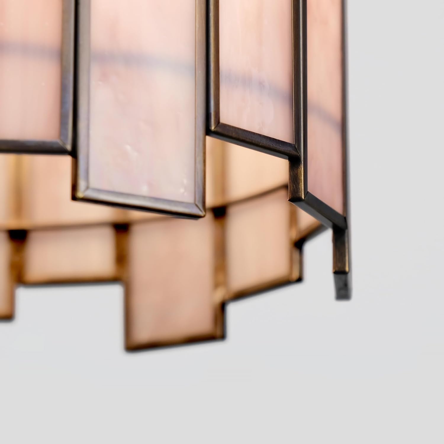 Hängelampe mit Batterie Tiffany Stil, Pendelleuchte batteriebetrieben mit Fernbedienung, 9 Farben dimmbar, Glaslampenschirm Hängeleuchte ohne Stromanschluss, perfekte Wohnraumbeleuchtung.(Gray)