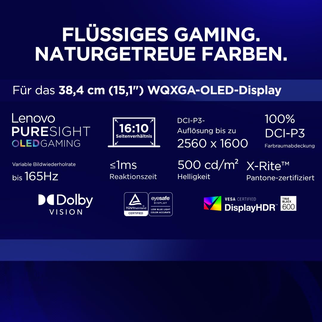 Lenovo Legion 5i Gaming AI Laptop | 15.1" WQXGA 165Hz OLED Display | NVIDIA GeForce RTX 5070 | Intel Core i7-13650HX | 32GB RAM | 1TB SSD | Win11 | QWERTZ | Eclipse Black | 3 Monate GamePass