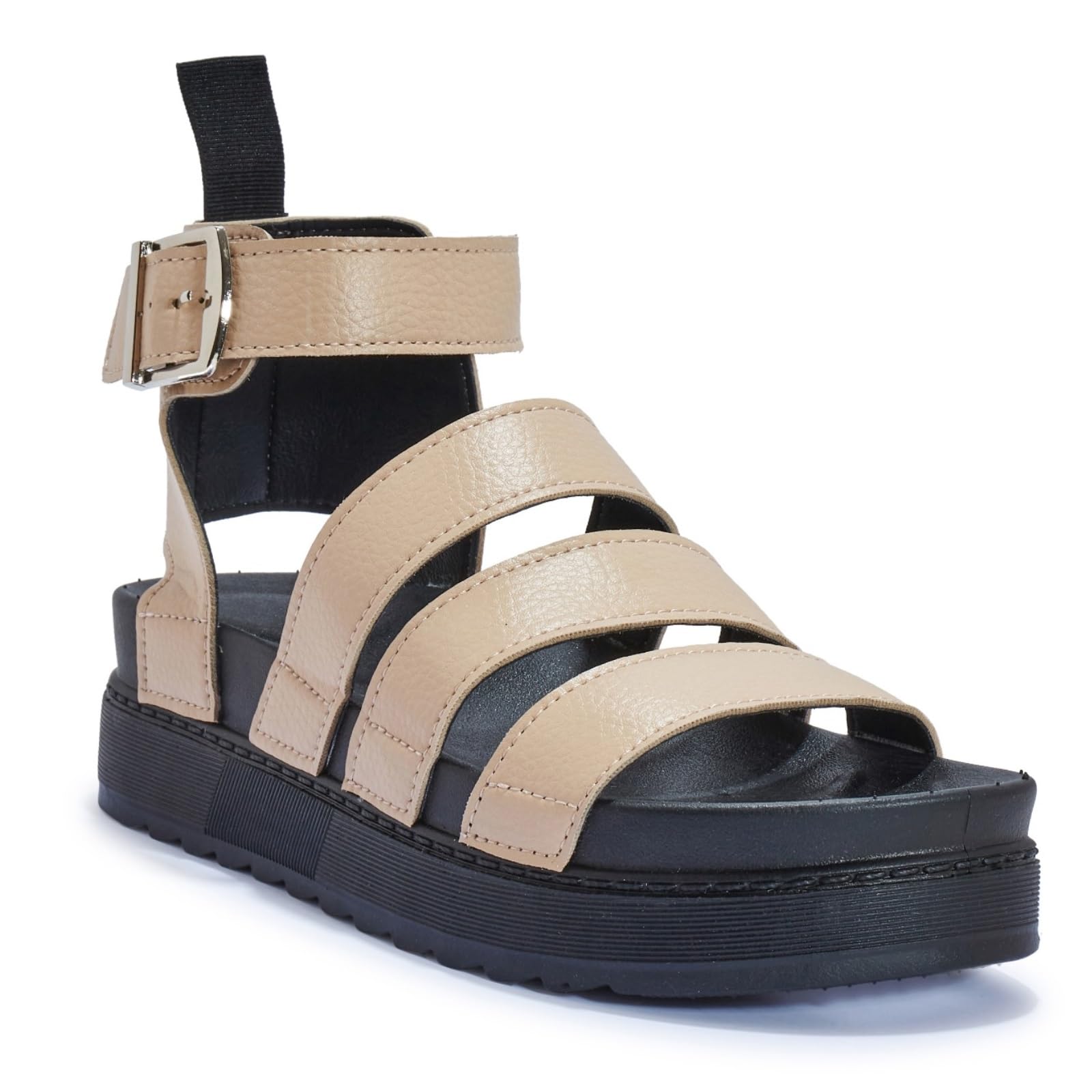 LADIES WOMENS FLATFORM GLADIATOR PLATFORM CHUNKY SOLE STRAPPY SUMMER SANDALS