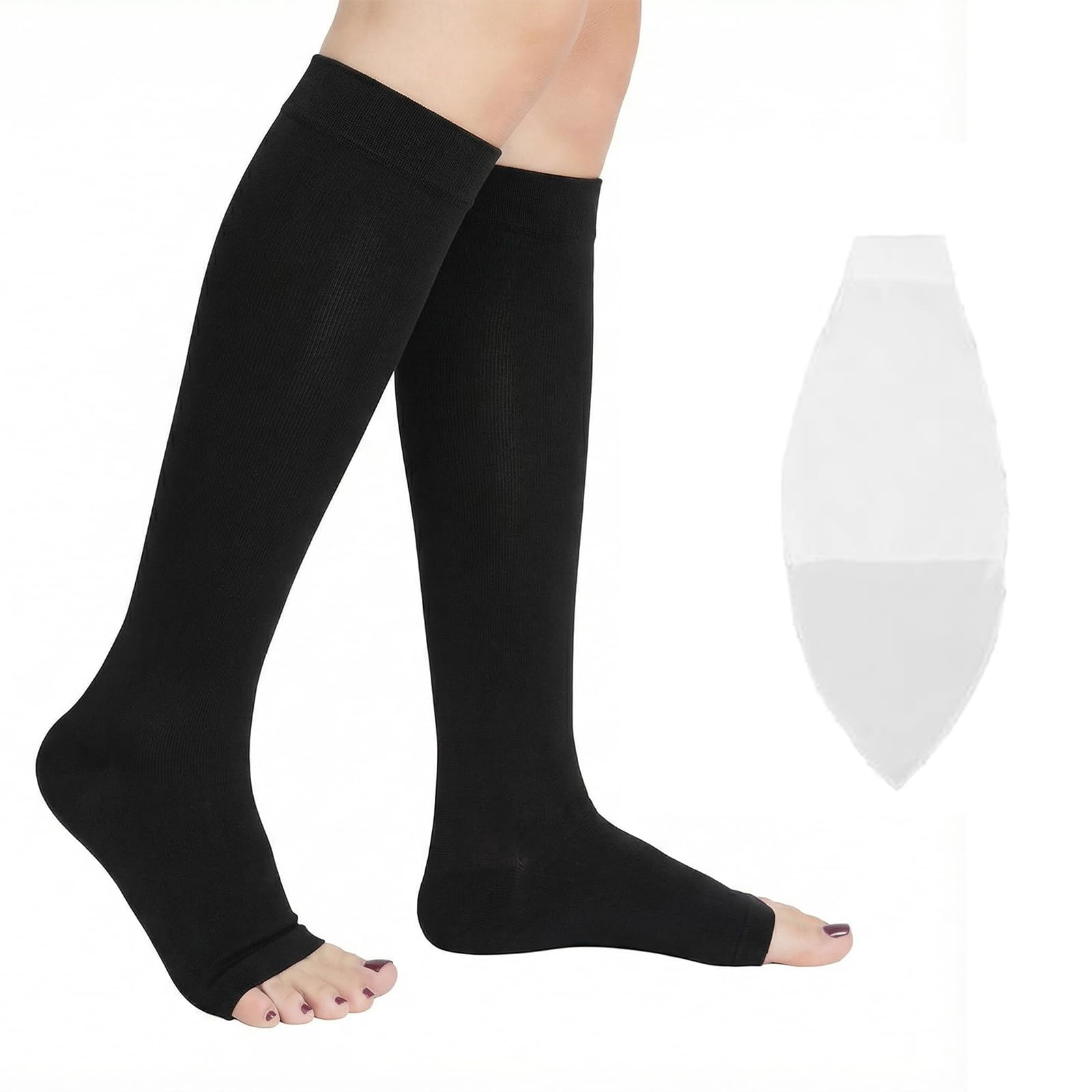 23-32 mmHg Ohne Spitze Kompressionsstrümpfe für Damen & Herren,Medizinische Stützstrümpfe Klasse 2 für Flug Reise Alltag Schwangerschaft Krampfadern.AtmungsaktiveThrombosestrümpfe mit offenen Zehen