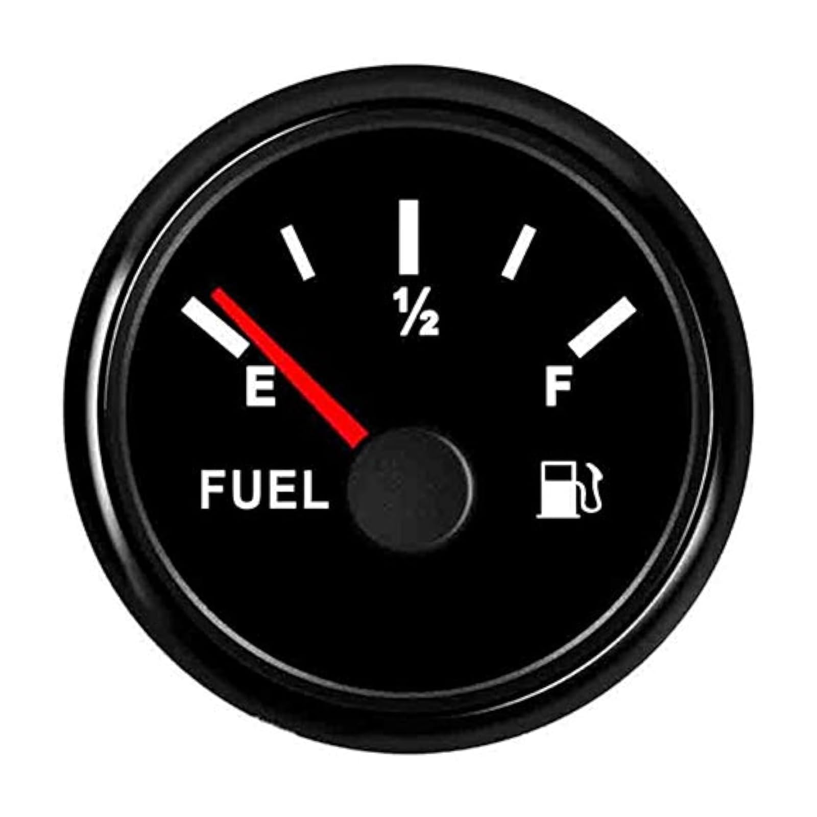 Car Digital Fuel Level Gauge 52mm 0~190 ohm E-1/2-F for Motorcycle Car Boat 12V 24V with Red Backlight IP67 Waterproof (BN)