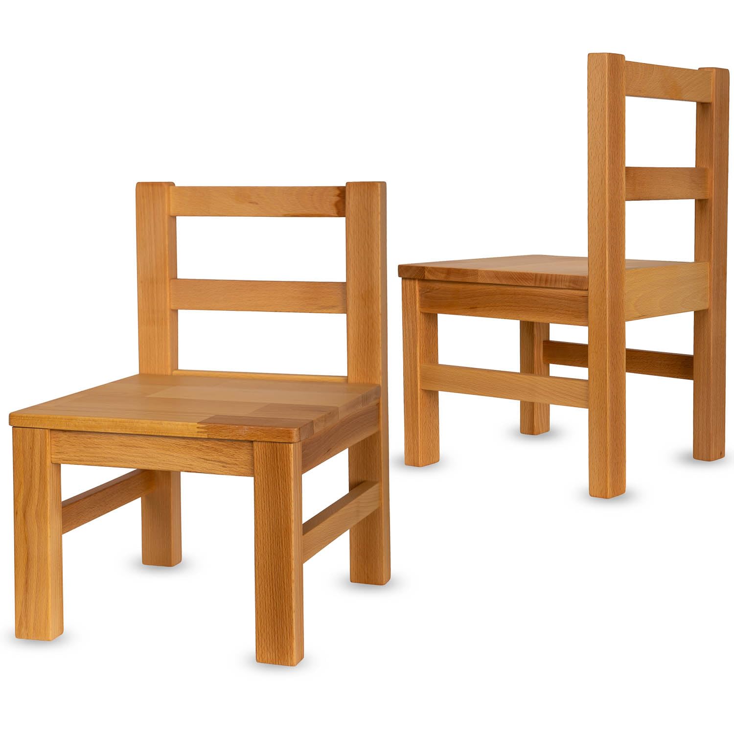 Staboos 2er Set Kinderstuhl aus massivem Buchenholz - Bio geölte Vollholz Stühlchen - Montierter Stuhl für Kinderzimmer - Stuhl für Kinder ohne scharfe Kante - Natur Bio geölt