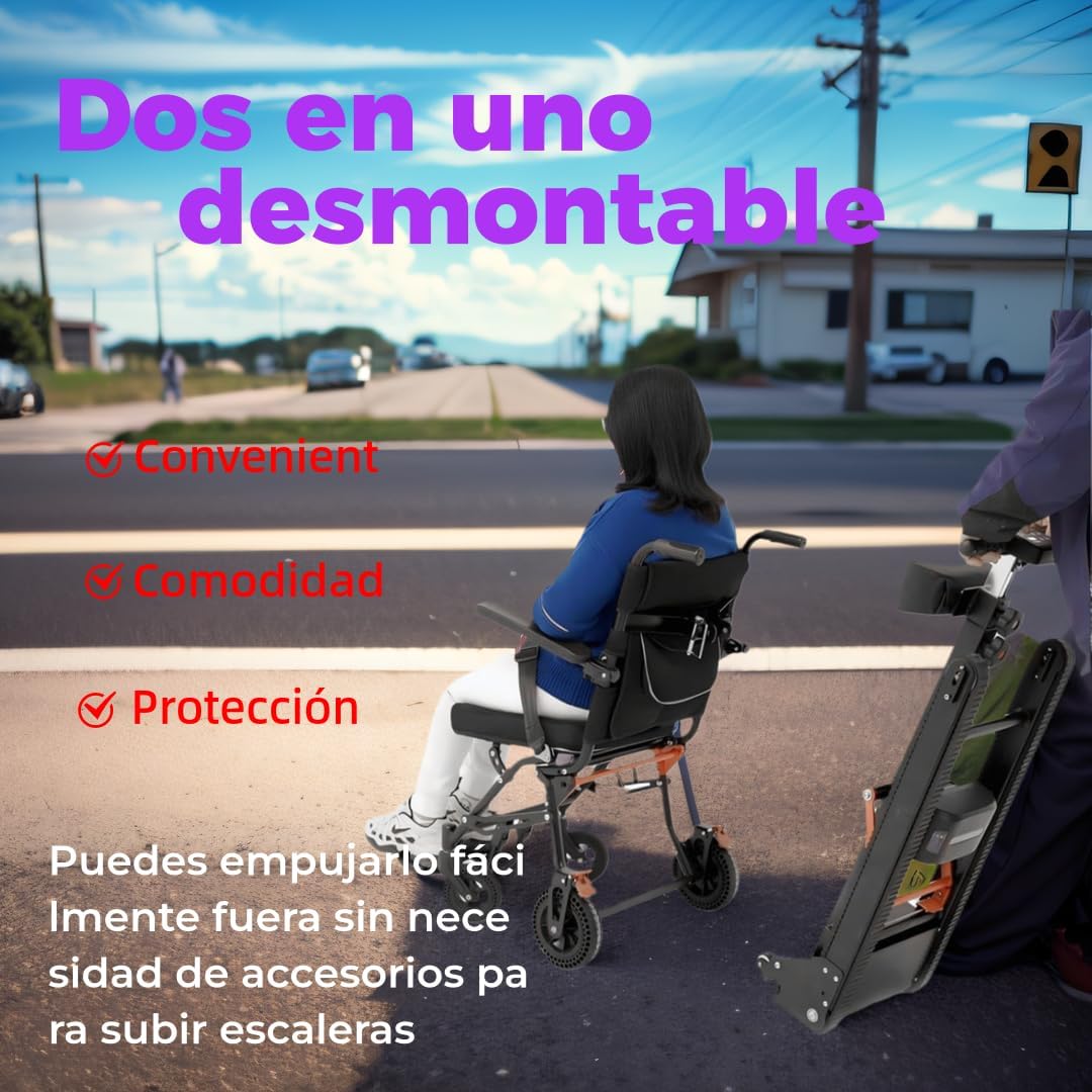 Silla de Ruedas para Subir Escaleras, Silla de Ruedas Eléctrica Plegable Ligera, Adecuada para Personas Mayores con Discapacidad, con Una Carga de 330 Libras, Ayudas Móviles y de Vida Diaria (Negro)