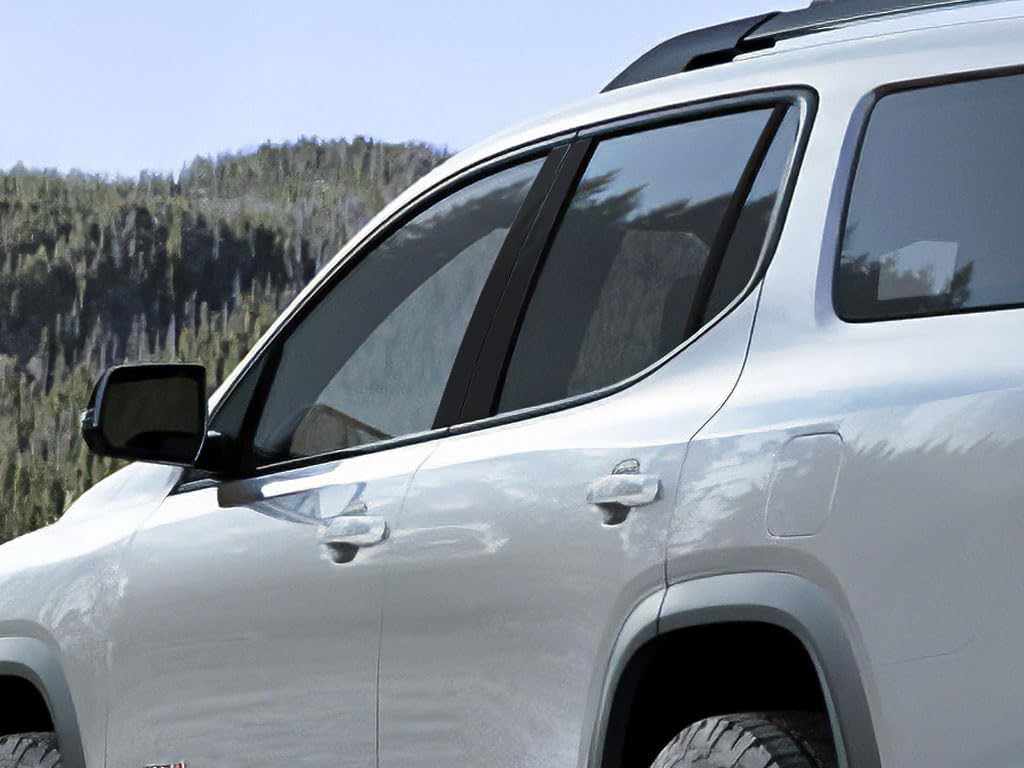 Rvinyl Pillar Post Pre Cut Window Trim Kits in Gloss Black Compatible with GMC Acadia 2017-2023 - Adhesive Backs