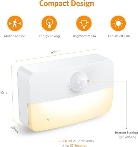 Miniatura 6 de Paquete de 2 luz nocturna con sensor de movimiento, luces adhesivas con sensor de movimiento para interiores, luces de cocina para debajo del