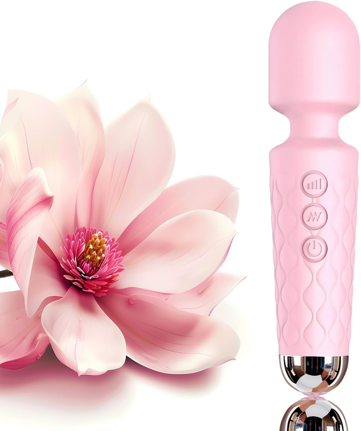 Personal Portable Cordless Massage Wand - Handheld Vibration Massager with Multiple Speeds and Modes for Full Body, Sports Recovery and Travel (Pink)