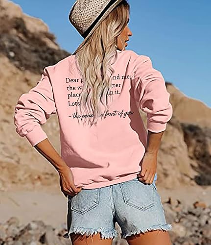 Miniatura 2 de HEYO Sudadera con texto en inglés You Matter para mujer Dear Person Behind Me, camiseta casual con texto en inglés Be Kind Inspiration