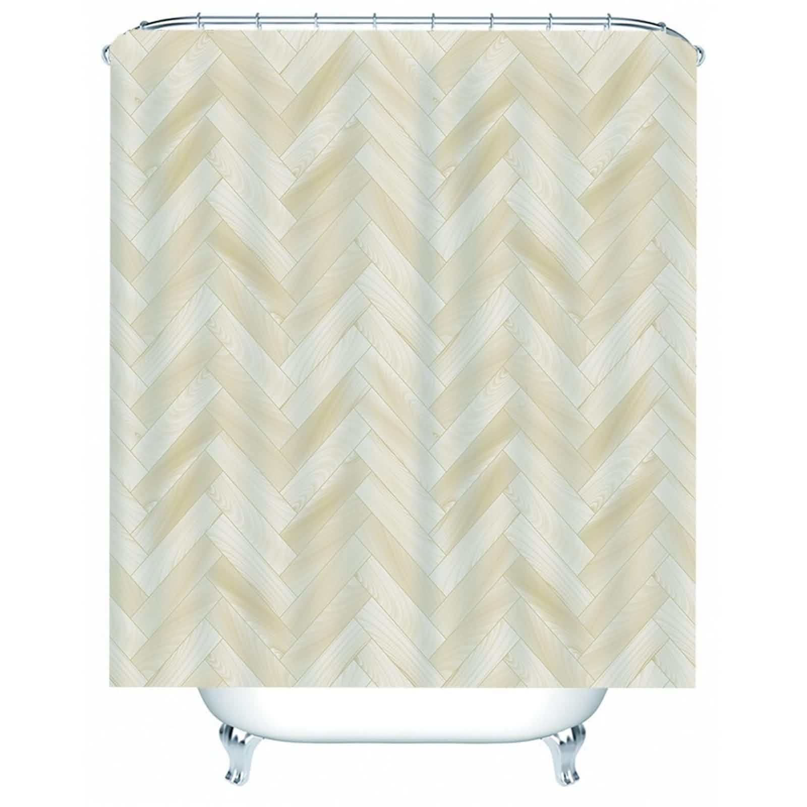 Rideau de douche beige motif maillé en tissu polyester lavable anti-moisissure