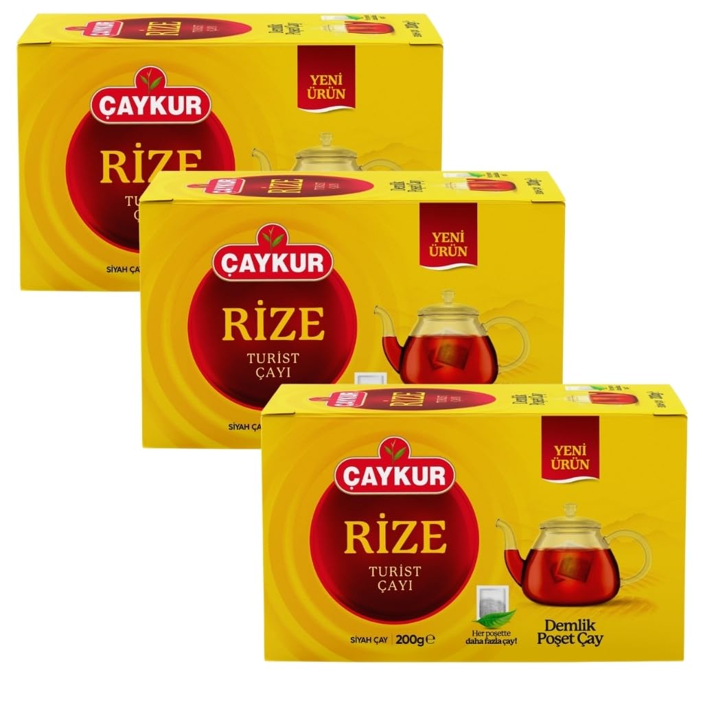ÇAYKUR Rize Turist Black Tea, Large Tea Bags for Teapot Brew, Bright Red, Loose Leaf, Individually Wrapped 40 Bags, 200 gr / 7.05 Oz (Pack of 4)