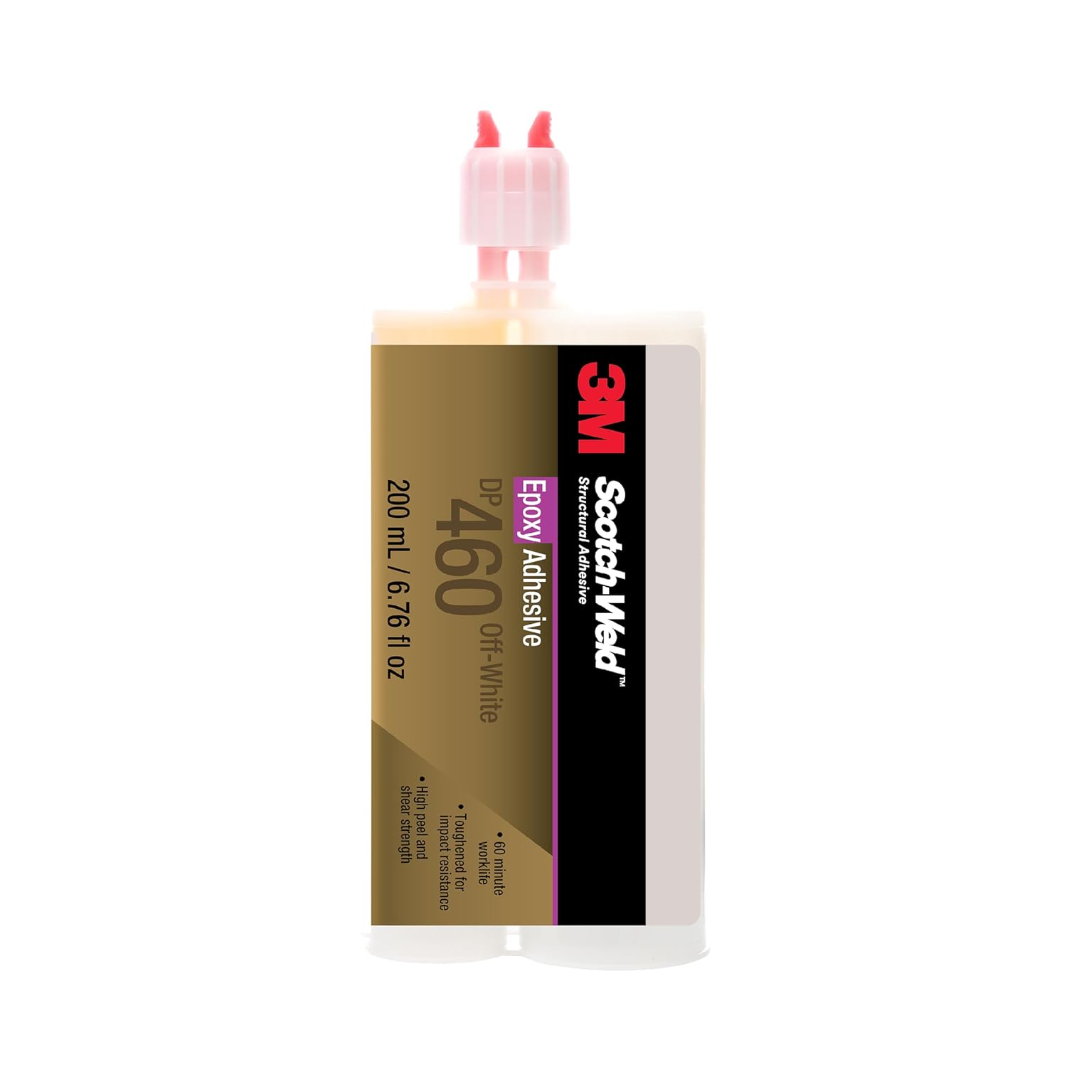 3M Scotch-Weld Epoxy Adhesive DP460, Off-White, 200 mL Duo-Pak, 6.76 fl. Oz., 1 Each, Toughened for Impact Resistance, High Shear and Peel Strength