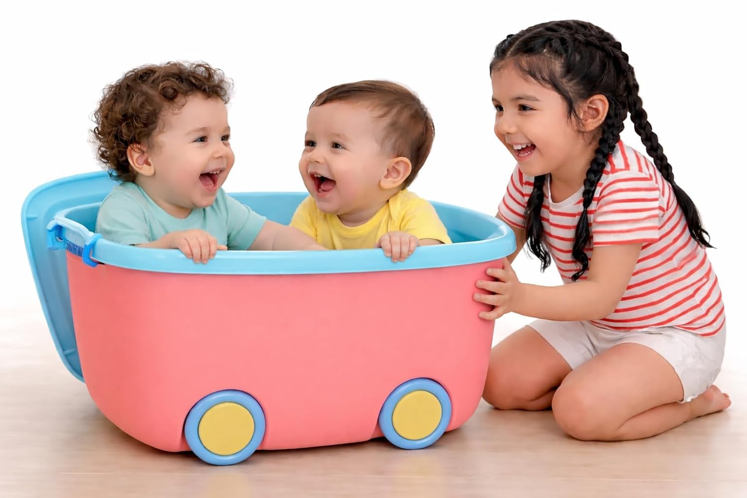 45 L Rolling Toy Storage Box with Wheels & Lid, Pack of 1 Large Plastic Organizer Bin, Stackable Storage Container for Toys, Clothes, Books, Nursery, Bedroom, Playroom & Home Organization-image-38