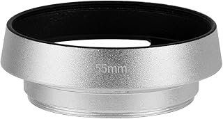 BGNing Camera Lens Hood Aluminium Lens Oblique Cover Internal Thread Hood Compatible with Leica/Sony/SLR Cameras (55mm Silver)